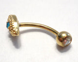 14k Gold Plated Barbell Marquise Ornate Crystal VCH Jewelry Clitoral Clit Hood 16 gauge