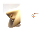 18k Rose Gold Plated Nose Stud Pin Ring L Shape Open Peace Heart 20 gauge 20g - I Love My Piercings!