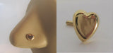 18k Gold Plated Full Heart Nose Bent L Shape Stud Pin Post 20 gauge 20g - I Love My Piercings!