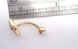 14k Gold Plated Barbell Marquise Ornate Crystal VCH Jewelry Clitoral Clit Hood 16 gauge